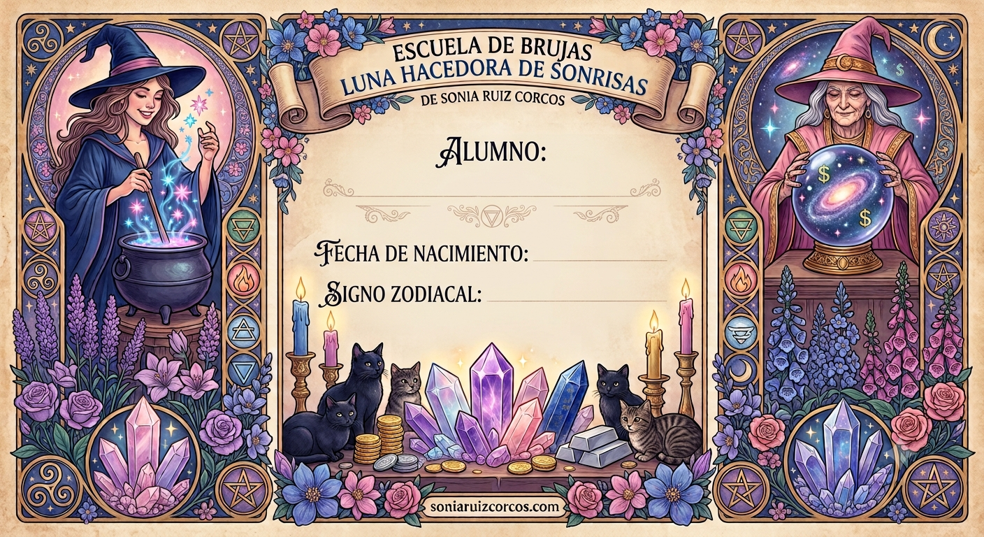 Carné de miembro de la Escuela de Brujas Luna hacedora de sonrisas